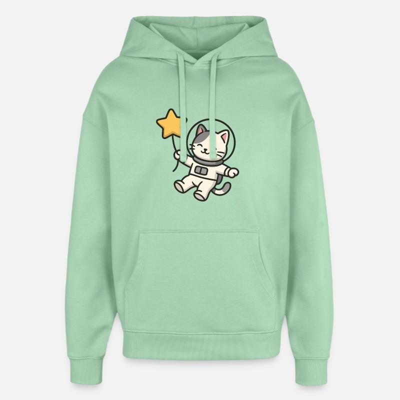 Chat astro mignon avec ballon étoile - Sweat à capuche unisexe Stanley/Stella Oversized - jade brumeux