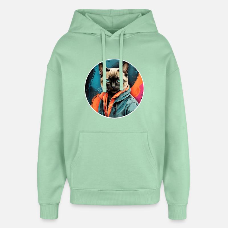 Chat siamois - Sweat à capuche unisexe Stanley/Stella Oversized - jade brumeux