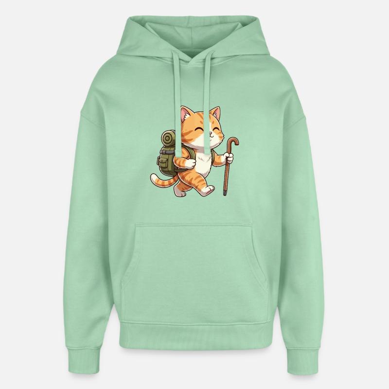 Art de randonnée chaton mignon - Sweat à capuche unisexe Stanley/Stella Oversized - jade brumeux