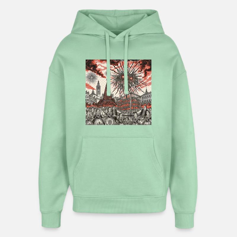 Tradition des Fallas de Valence - Sweat à capuche unisexe Stanley/Stella Oversized - jade brumeux