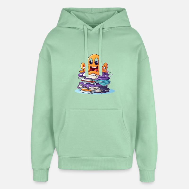 Learning octopus with stack of books - Oversized Unisex Hoodie by Stanley/Stella - misty jade