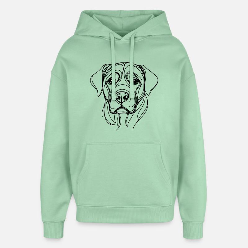 Dog_line_art_1 - Sweat à capuche unisexe Stanley/Stella Oversized - jade brumeux