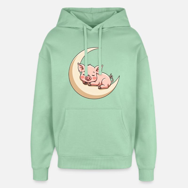 Cochon du sommeil lunaire - Sweat à capuche unisexe Stanley/Stella Oversized - jade brumeux