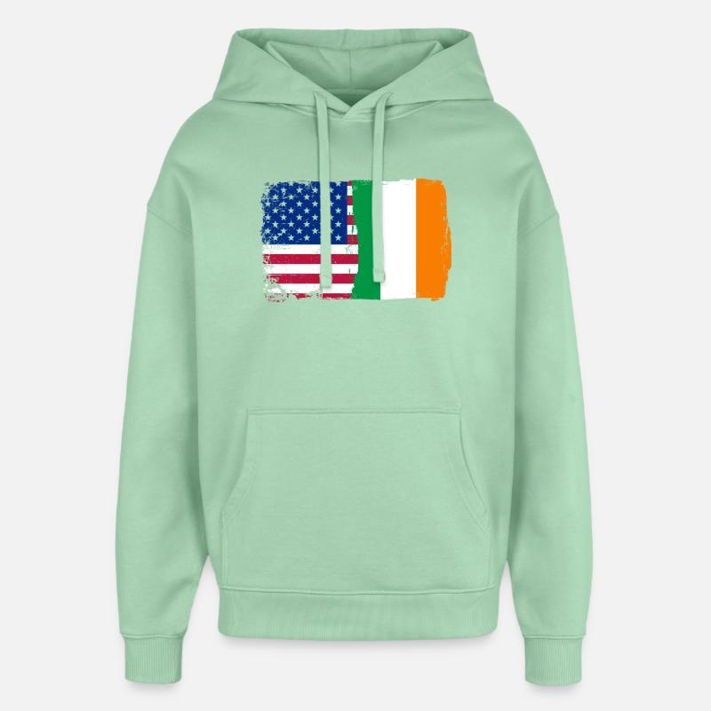 Fusion de drapeaux : étoiles et trèfle - Sweat à capuche unisexe Stanley/Stella Oversized - jade brumeux