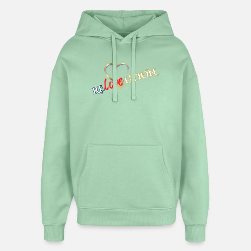 Liebevolution Herzrose Typo - Oversized Unisex Hoodie von Stanley/Stella - Nebeljade