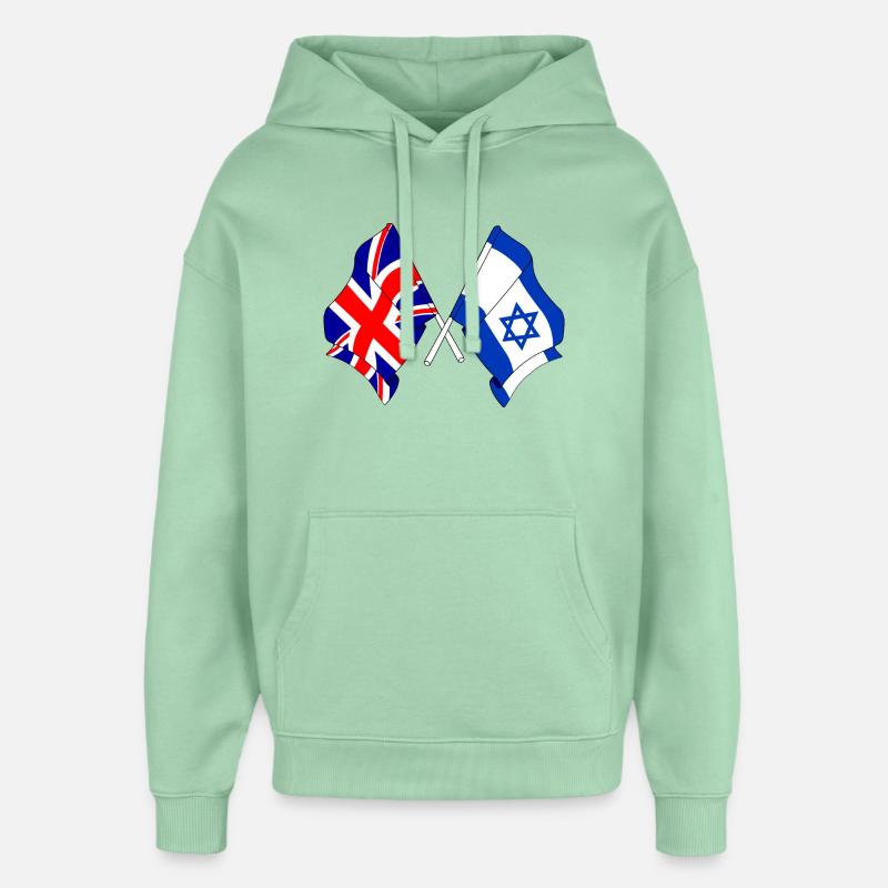 Drapeau de l’Angleterre et drapeau d’Israël - Sweat à capuche unisexe Stanley/Stella Oversized - jade brumeux