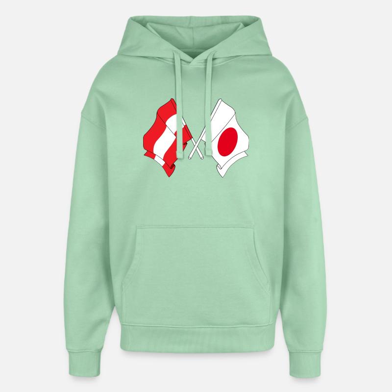 Drapeau de l'Autriche, drapeau du Japon - Sweat à capuche unisexe Stanley/Stella Oversized - jade brumeux