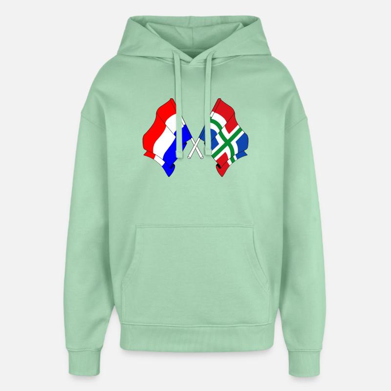 Drapeau Pays-Bas, Groningue - Sweat à capuche unisexe Stanley/Stella Oversized - jade brumeux