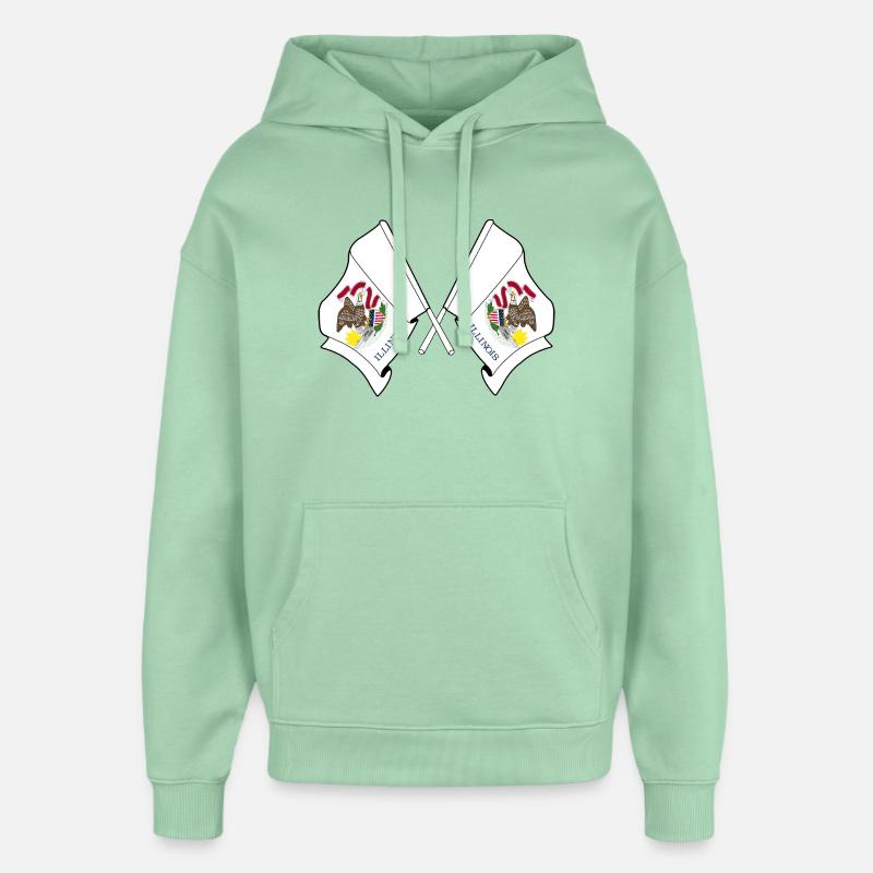 Deux drapeaux traversent l’Illinois - Sweat à capuche unisexe Stanley/Stella Oversized - jade brumeux