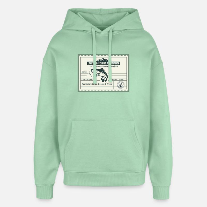 Permis de pêche – Lakewind Association - Sweat à capuche unisexe Stanley/Stella Oversized - jade brumeux