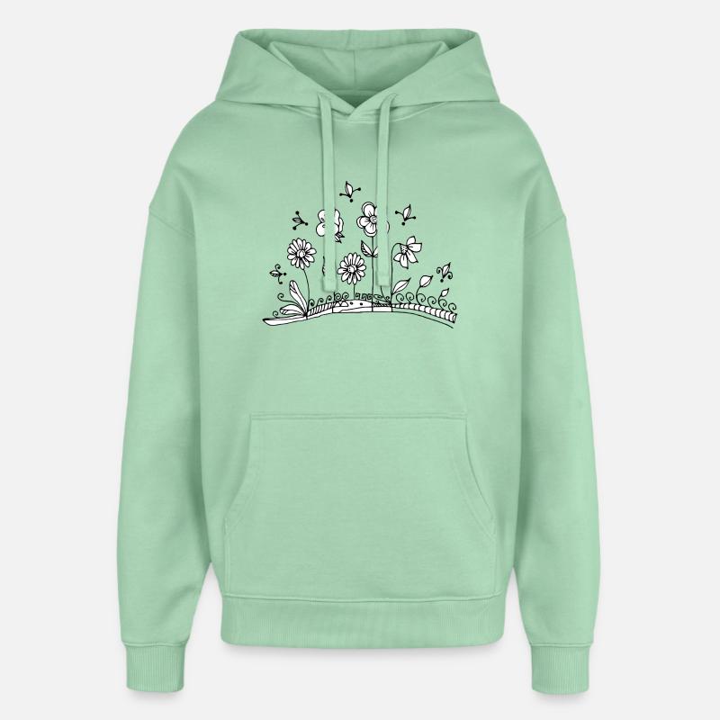 Fleur - Sweat à capuche unisexe Stanley/Stella Oversized - jade brumeux