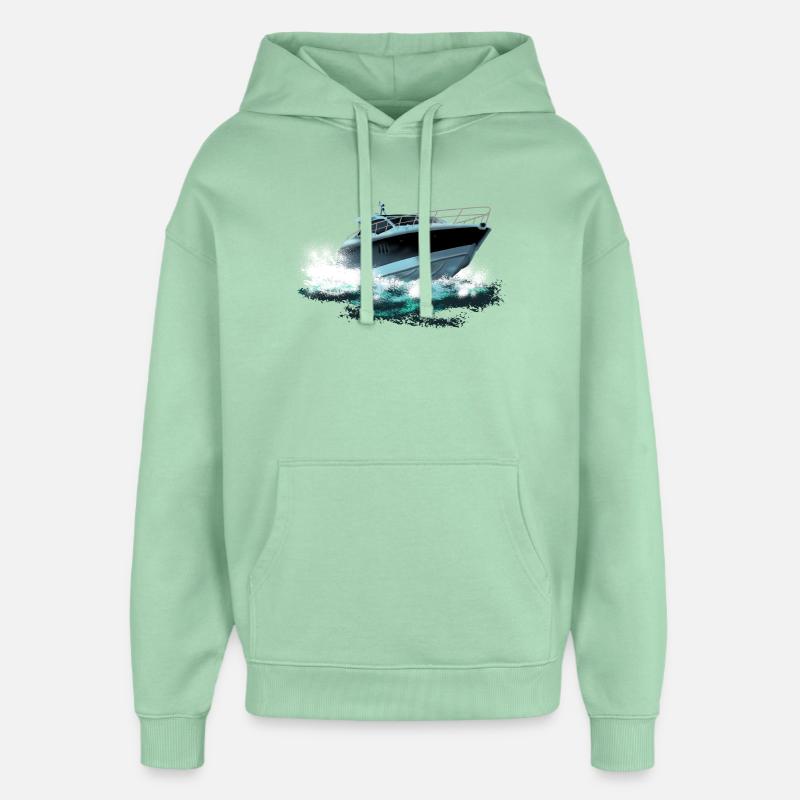Yacht turquoise dans un jeu d’aquarelle - Sweat à capuche unisexe Stanley/Stella Oversized - jade brumeux
