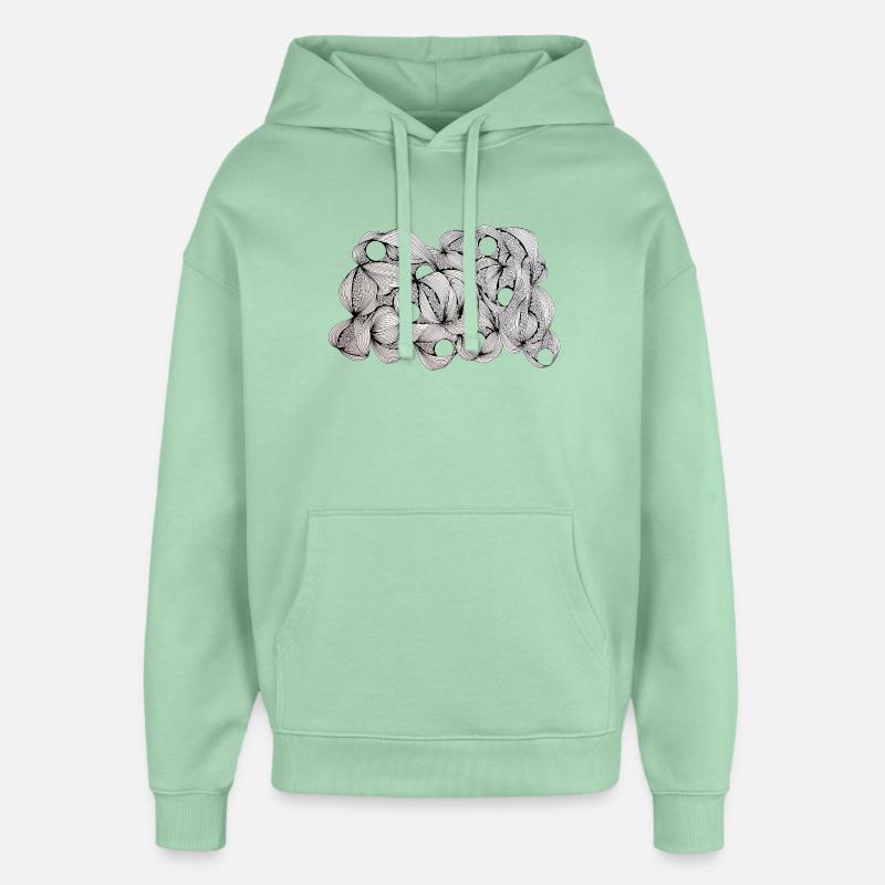 Motif de tissage de feuilles doublées - Sweat à capuche unisexe Stanley/Stella Oversized - jade brumeux