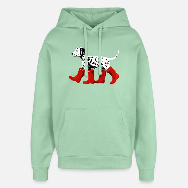 Dalmatien aux bottes rouges - Sweat à capuche unisexe Stanley/Stella Oversized - jade brumeux
