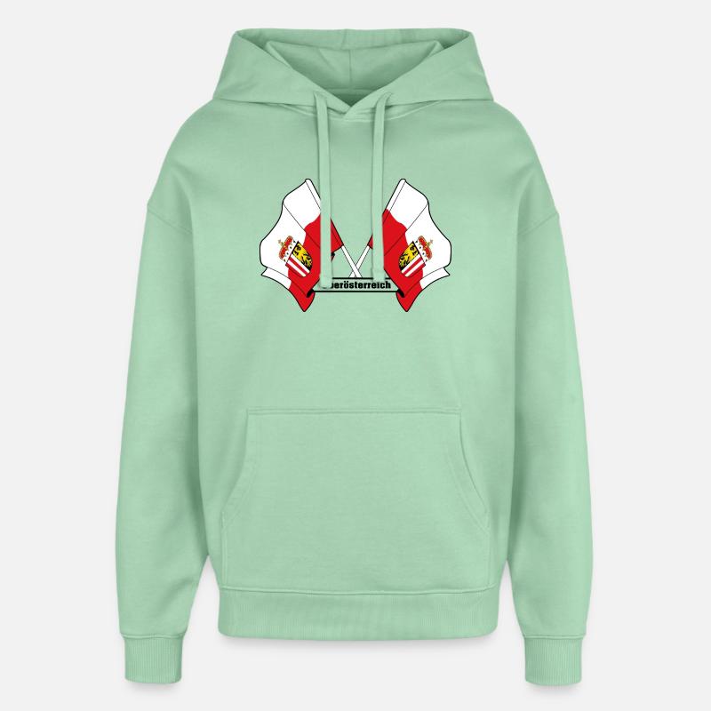 Drapeaux de Haute-Autriche avec nom - Sweat à capuche unisexe Stanley/Stella Oversized - jade brumeux