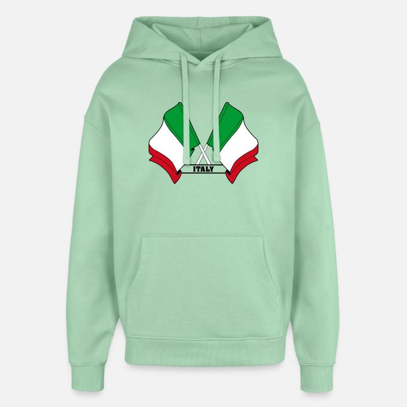 L’Italie a traversé les drapeaux - Sweat à capuche unisexe Stanley/Stella Oversized - jade brumeux