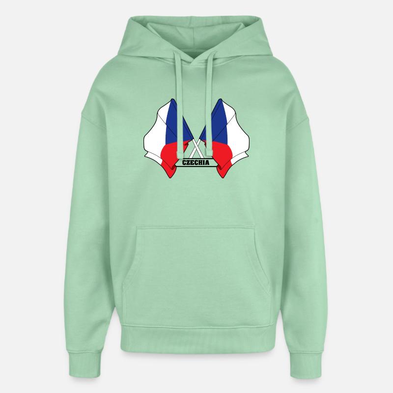 RÉPUBLIQUE TCHÈQUE – Drapeaux croisés - Sweat à capuche unisexe Stanley/Stella Oversized - jade brumeux