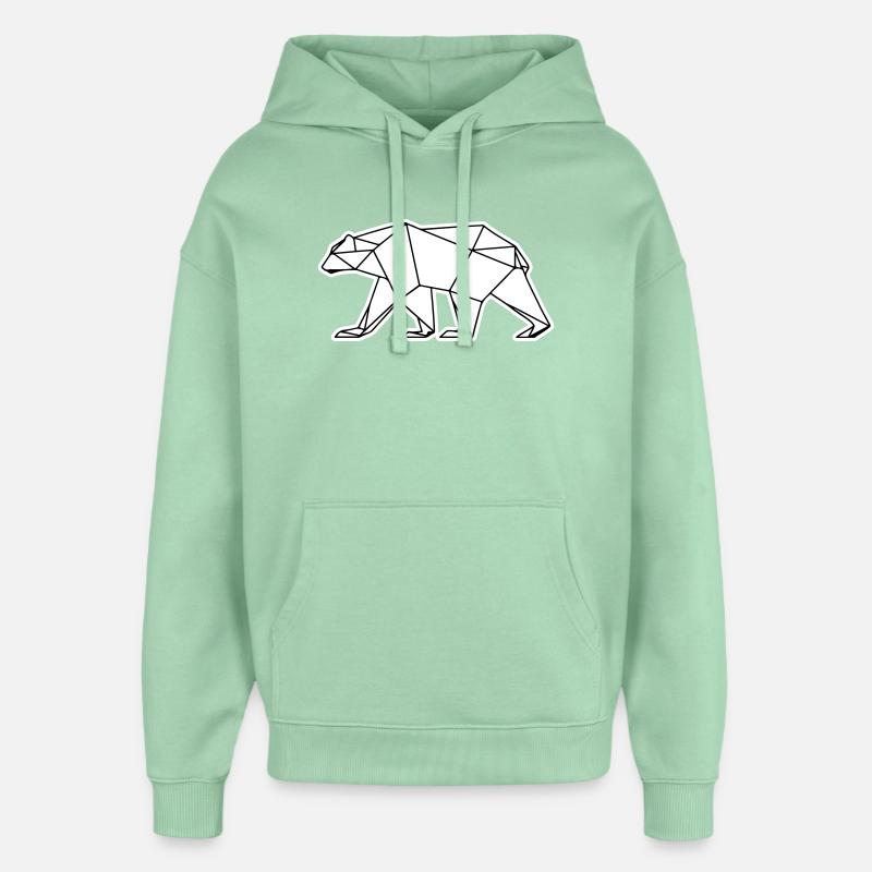Icône polygonale de l’ours polaire - Sweat à capuche unisexe Stanley/Stella Oversized - jade brumeux