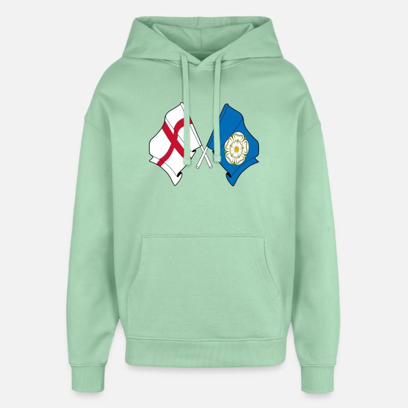 Yorkshire et Angleterre croisés - Sweat à capuche unisexe Stanley/Stella Oversized - jade brumeux