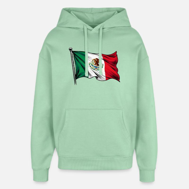 Drapeau du Mexique - Sweat à capuche unisexe Stanley/Stella Oversized - jade brumeux