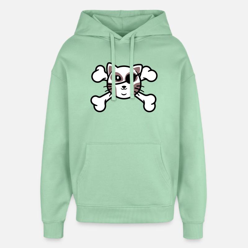 Patch de Crâne de chaton pirate - Sweat à capuche unisexe Stanley/Stella Oversized - jade brumeux