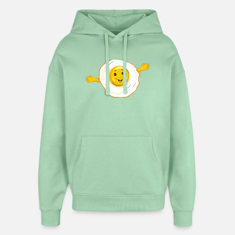 Cartoon_smiling_fried_egg - Sweat à capuche unisexe Stanley/Stella Oversized - jade brumeux