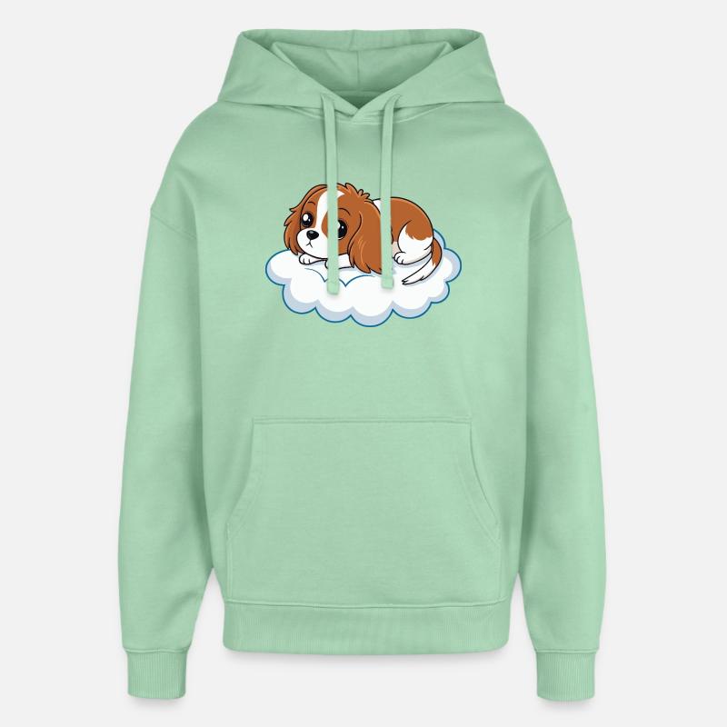 Chiot cavalier rêveur sur un nuage - Sweat à capuche unisexe Stanley/Stella Oversized - jade brumeux