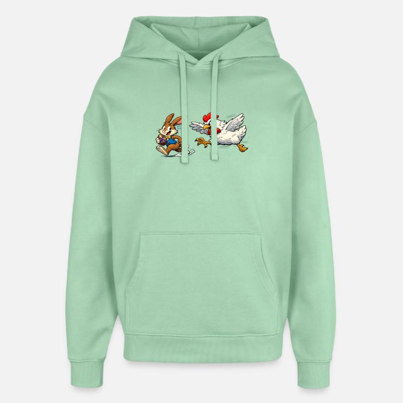 Lapin de Pâques et poule - Sweat à capuche unisexe Stanley/Stella Oversized - jade brumeux
