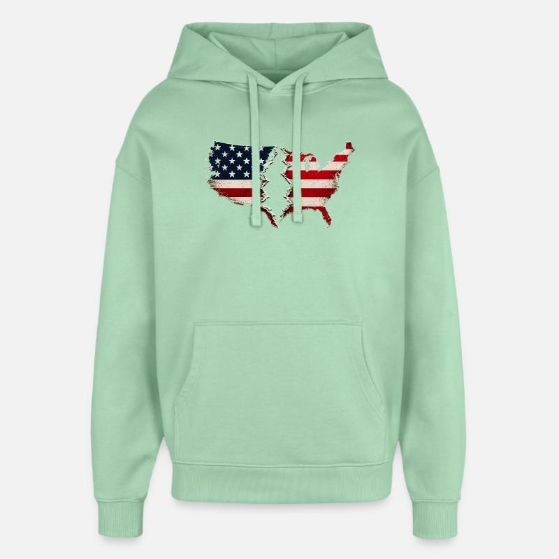 Drapeau américain de Broken Heart - Sweat à capuche unisexe Stanley/Stella Oversized - jade brumeux