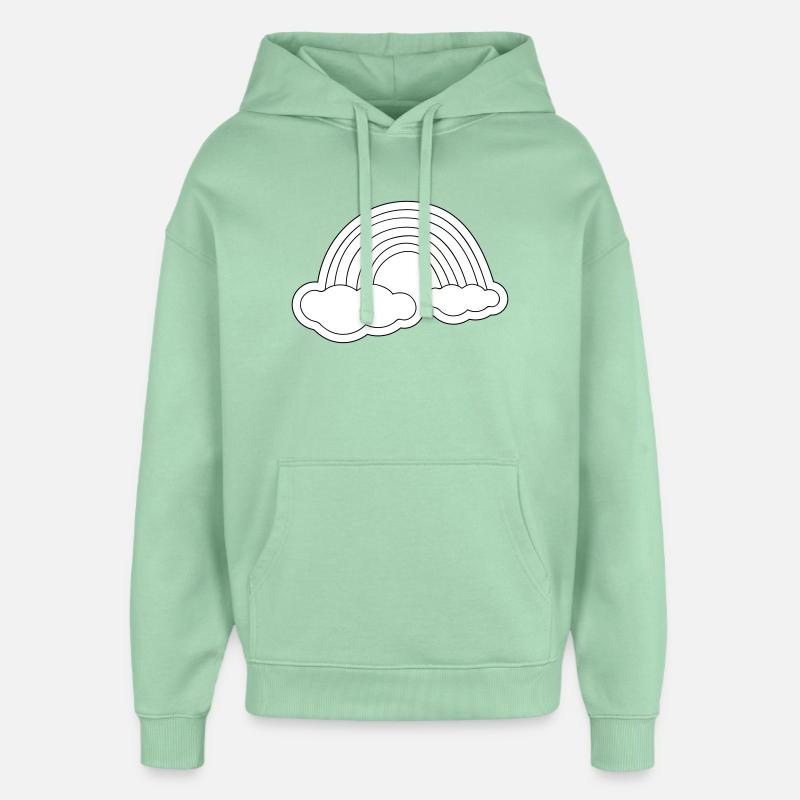 Minimalist rainbow on clouds - Oversized Unisex Hoodie by Stanley/Stella - misty jade