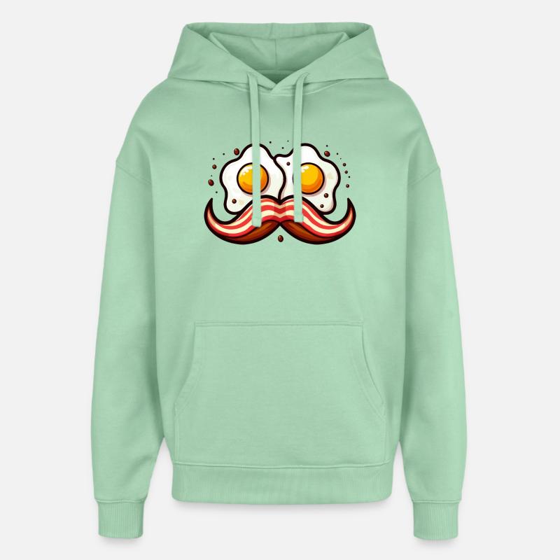 Retro Egg Mustache - Oversized Unisex Hoodie by Stanley/Stella - misty jade