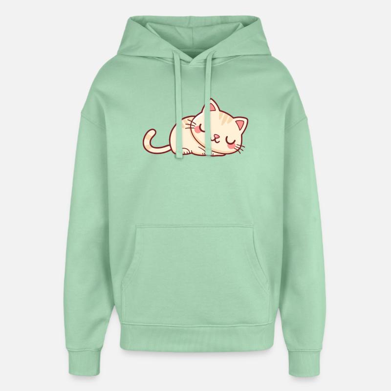 Chaton Dormeur Doux - Sweat à capuche unisexe Stanley/Stella Oversized - jade brumeux
