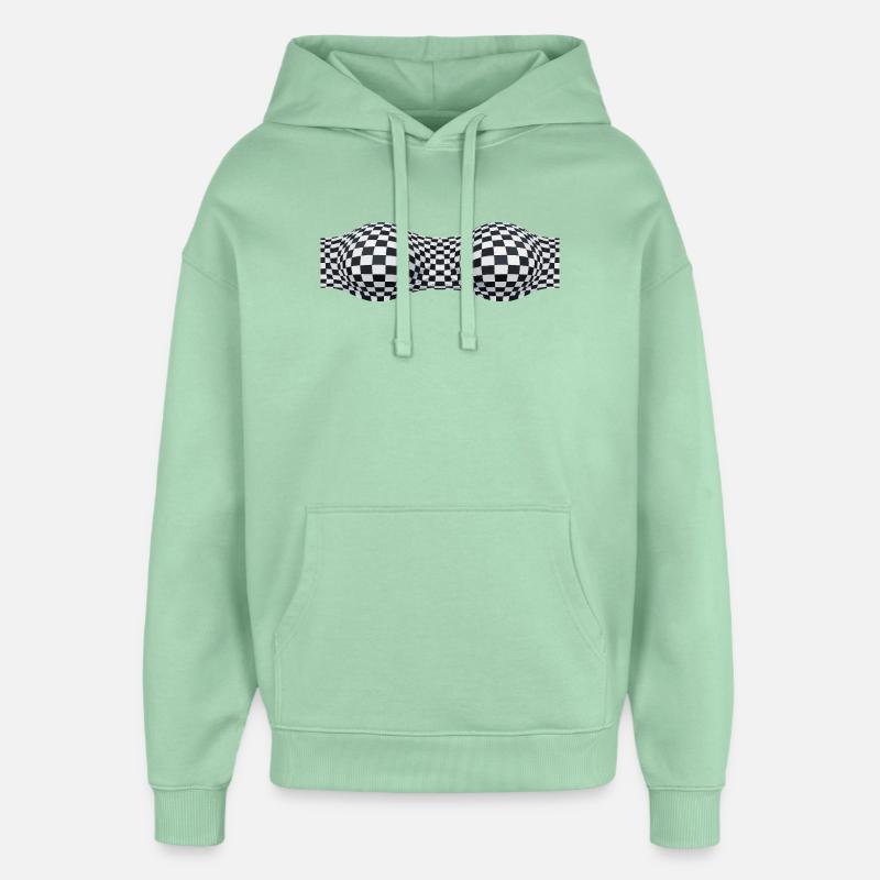 Folded Checkered Patterns - Oversized Unisex Hoodie by Stanley/Stella - misty jade
