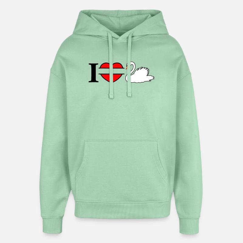 J’aime mon cygne blanc - Sweat à capuche unisexe Stanley/Stella Oversized - jade brumeux