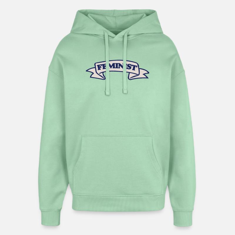Conception féministe du ruban de blason - Sweat à capuche unisexe Stanley/Stella Oversized - jade brumeux