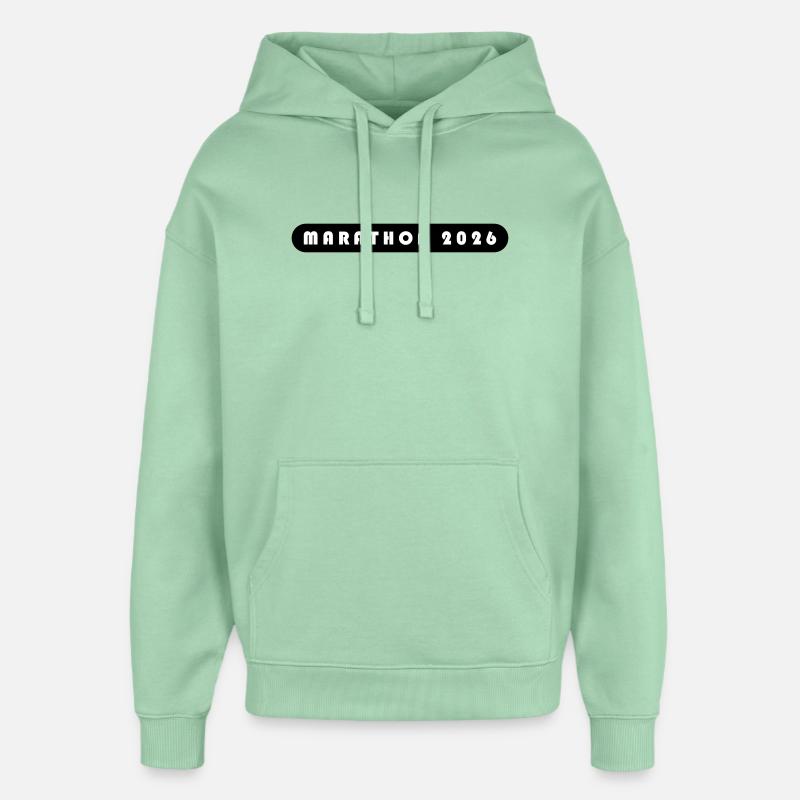 Lettrage Marathon 2026 - Sweat à capuche unisexe Stanley/Stella Oversized - jade brumeux
