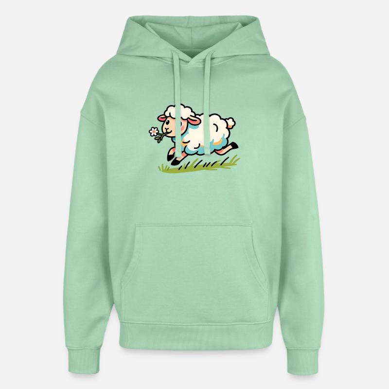 Agneau mouton dans le pré - Sweat à capuche unisexe Stanley/Stella Oversized - jade brumeux
