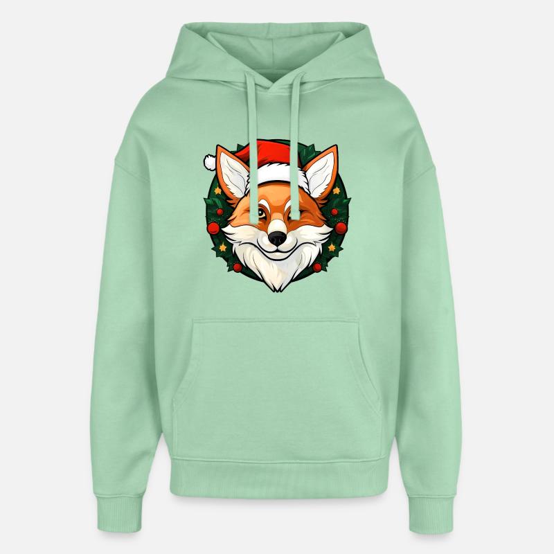Renards Noël - Sweat à capuche unisexe Stanley/Stella Oversized - jade brumeux