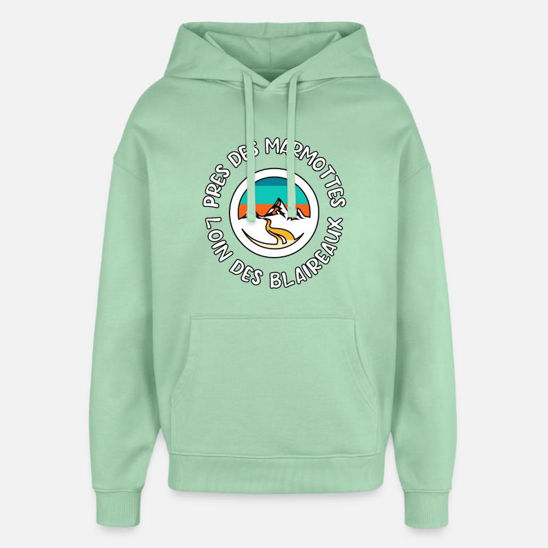 Marche des Marmottes Monts - Sweat à capuche unisexe Stanley/Stella Oversized - jade brumeux