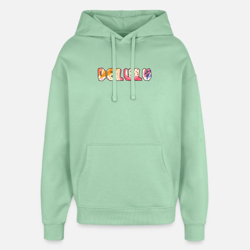 Conception typographique Delulu - Sweat à capuche unisexe Stanley/Stella Oversized - jade brumeux