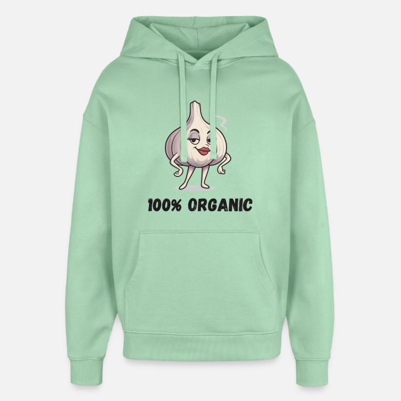 Garlic Diva Pose Ail Végétal Bio - Sweat à capuche unisexe Stanley/Stella Oversized - jade brumeux