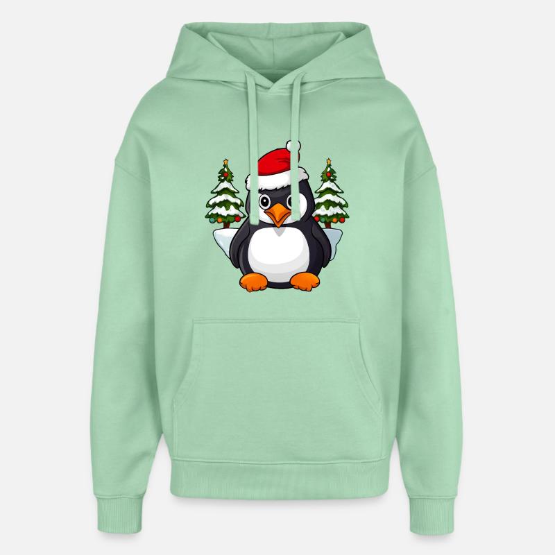 Pingouin de Noël - Sweat à capuche unisexe Stanley/Stella Oversized - jade brumeux