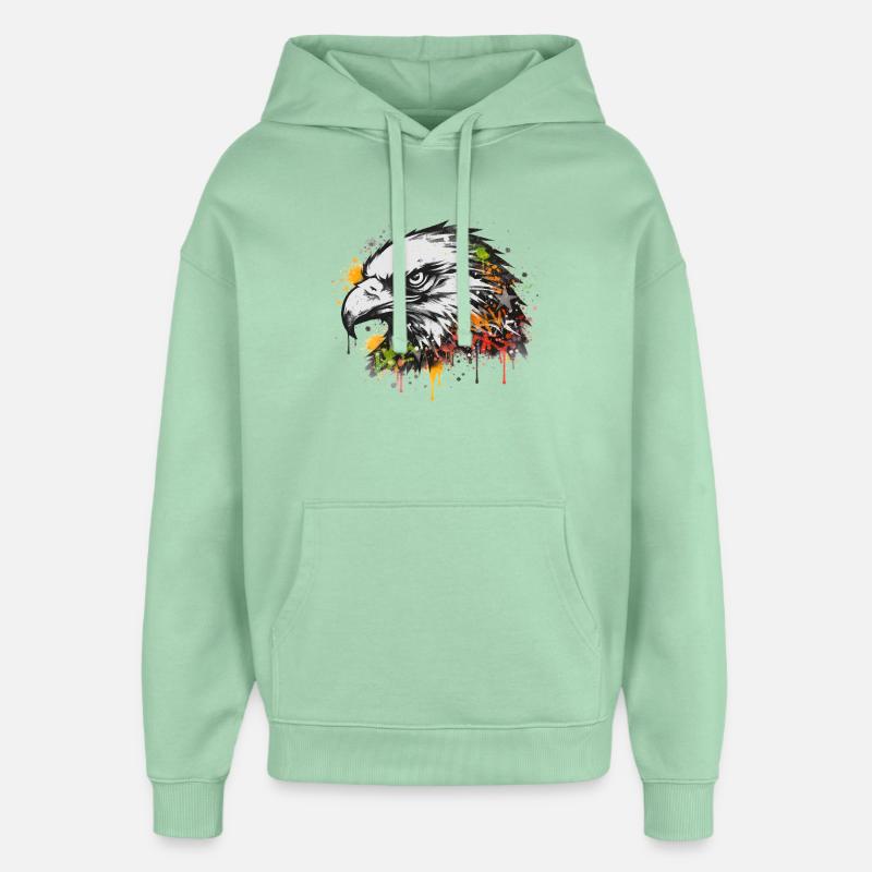 Art urbain graffiti Eagle - Sweat à capuche unisexe Stanley/Stella Oversized - jade brumeux