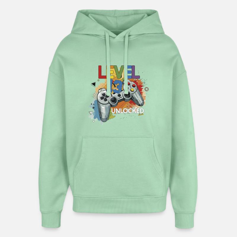 Niveau 13 Débloqué Controller Graffiti Naissance - Sweat à capuche unisexe Stanley/Stella Oversized - jade brumeux