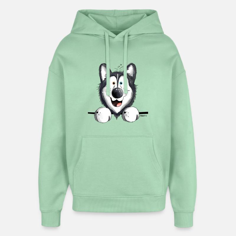 Happy Husky - Sweat à capuche unisexe Stanley/Stella Oversized - jade brumeux