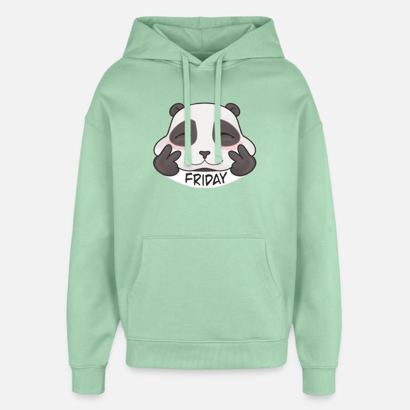 Panda Vendredi Doux - Sweat à capuche unisexe Stanley/Stella Oversized - jade brumeux