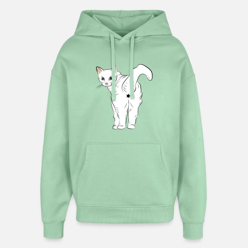Weiße Katze mit Sternlogo - Oversized Unisex Hoodie von Stanley/Stella - Nebeljade