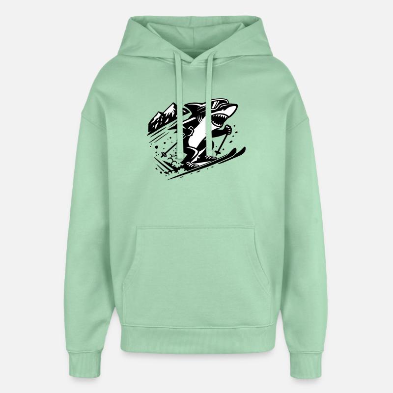 Ski Shark - Sweat à capuche unisexe Stanley/Stella Oversized - jade brumeux