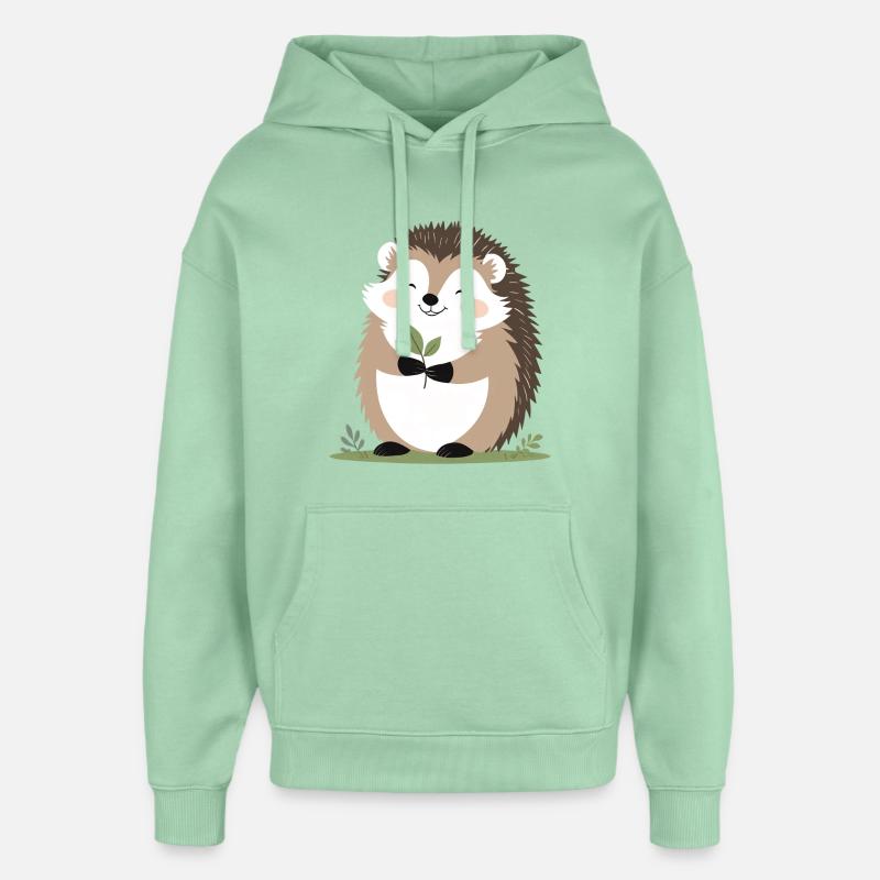 Un joli hérisson avec une feuille - Sweat à capuche unisexe Stanley/Stella Oversized - jade brumeux