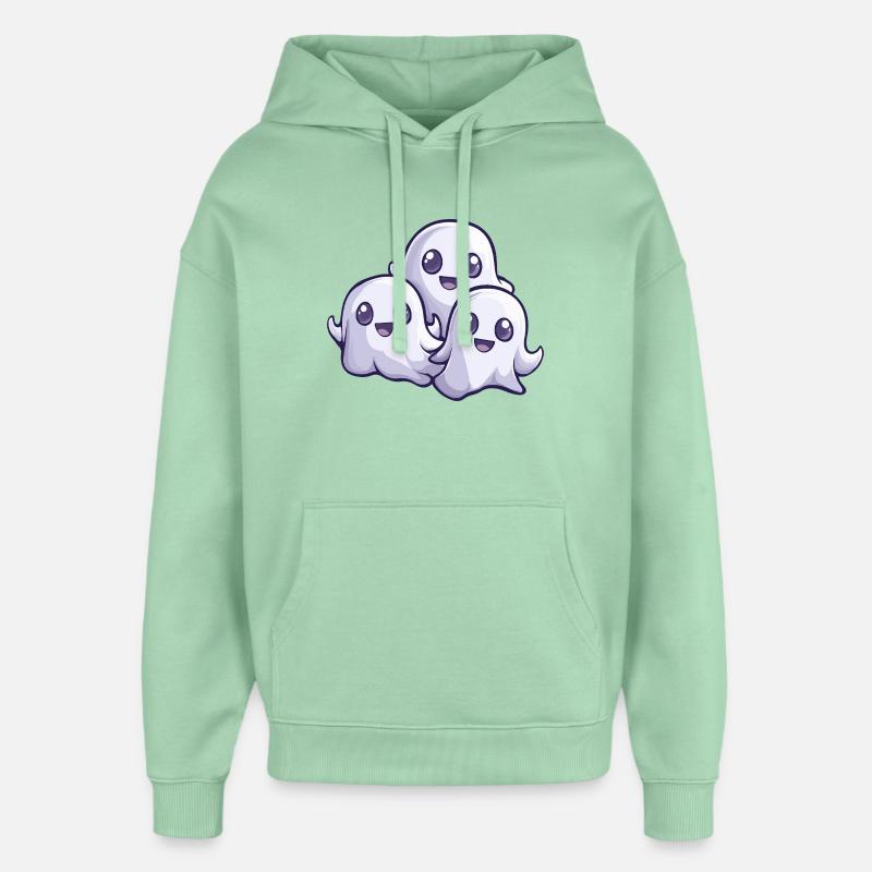 Fantômes Halloween Bande dessinée mignonne - Sweat à capuche unisexe Stanley/Stella Oversized - jade brumeux